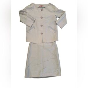 Women's 2 Piece Light Lavender Linen Skirt Suit Ryan Roberts Size 8